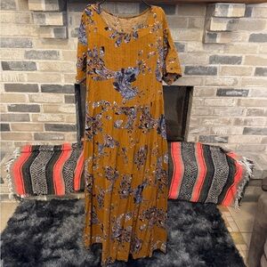 Floral Mustard Maxi Dress